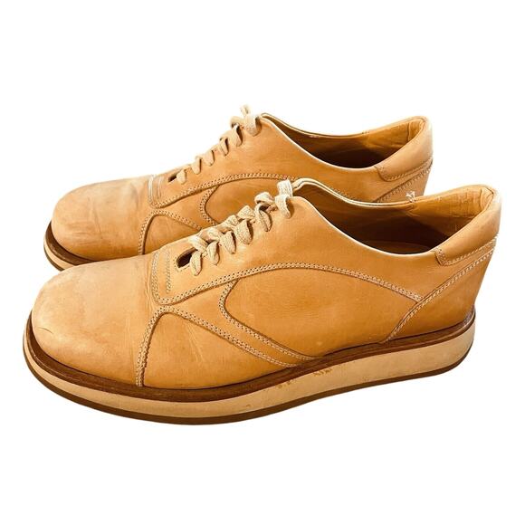 🍒 Y2K Leather Platform Sneakers Shoes Balthazar Paris Preppy‎ Tan Size EU 40 - Picture 2 of 11